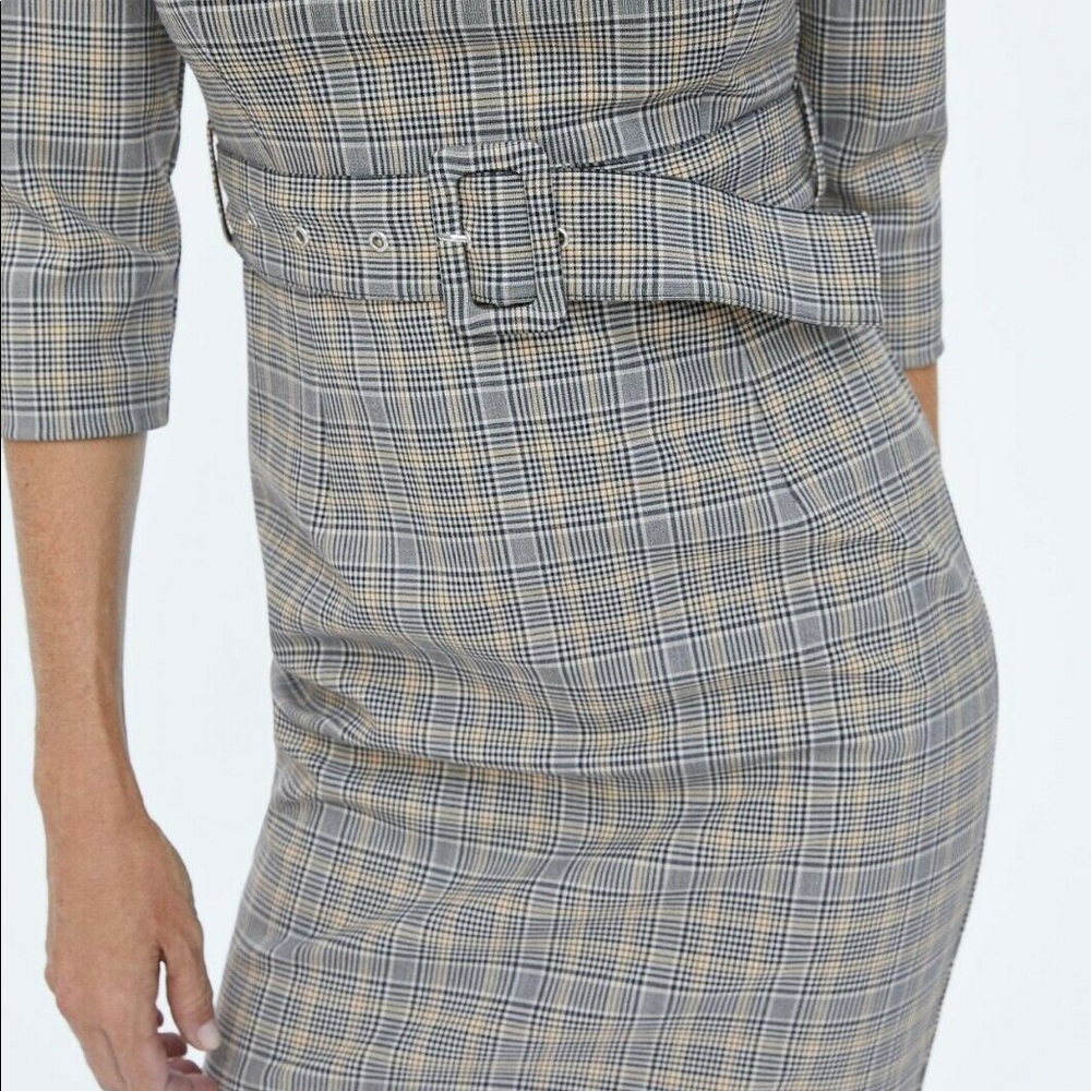Zara Belted Checkered Dress - Picture 3 of 10